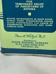 Vtg Dr. Whetzel’s Powder Asthma 8 oz Cardboard & Metal Container