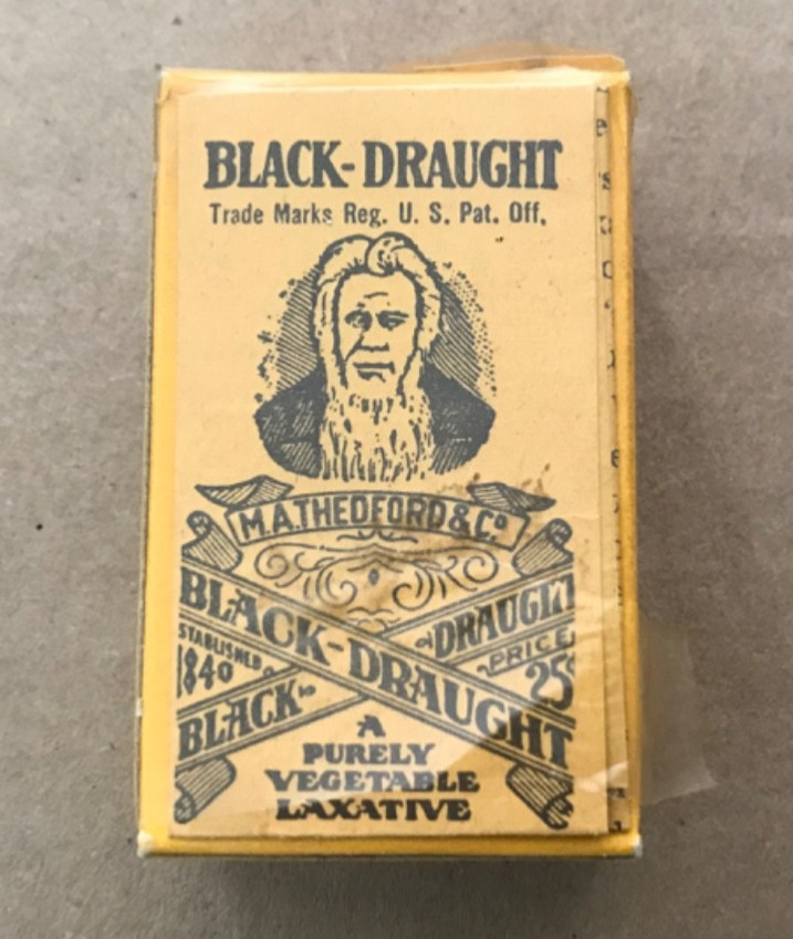 BLACK DRAUGHT VINTAGE 1930’s LAXATIVE BOX, CHATTANOOGA MEDICINE, see below