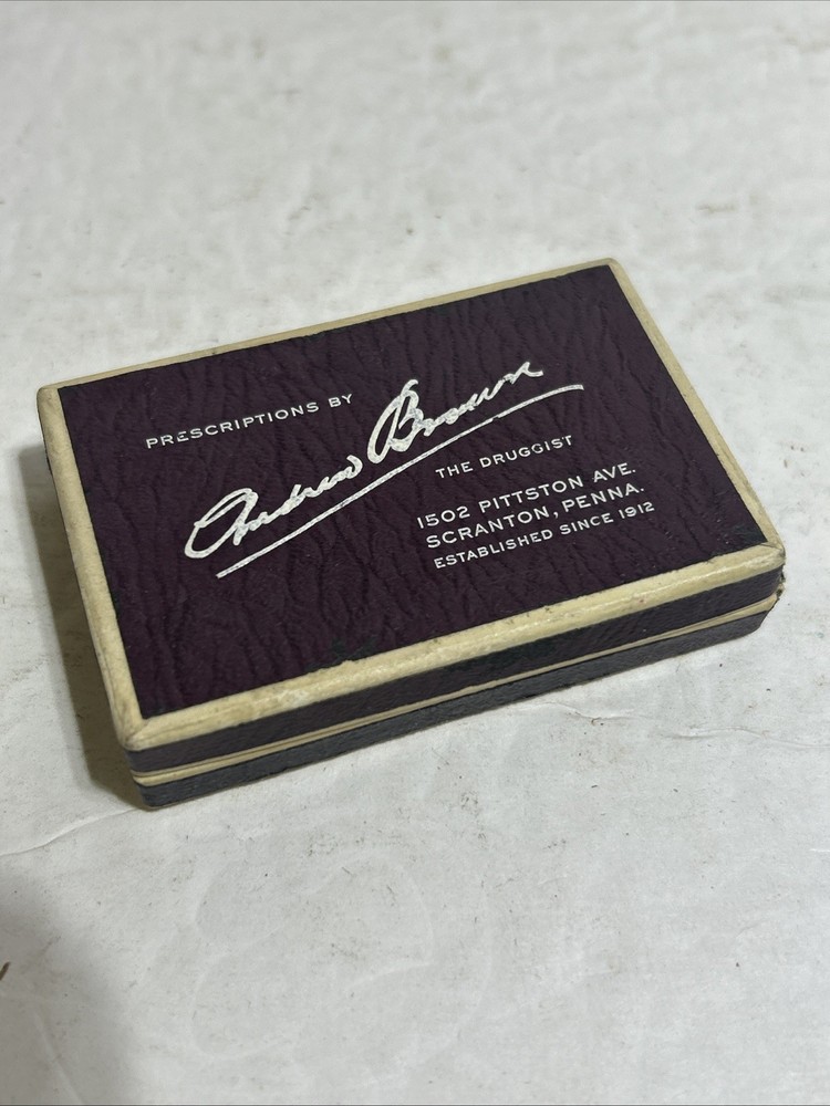Vintage 1951 Cardboard Prescription Pill Medicine Box ANDREW BROWN SCRANTON ,PA