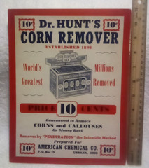 Dr. Hunt’s Corn Remover Vtg Adv Display Poster American Chemical Co. Urbana Ohio