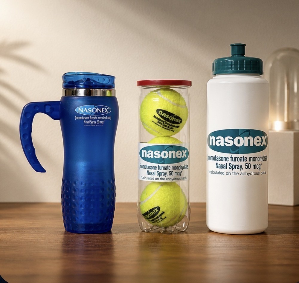 UNIQUE Group of (3) Drug Rep Pharma items with the NASONEX logo