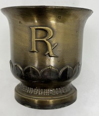 VINTAGE BRASS MORTAR & PESTLE 150TH ANNIVERSARY SCHERING STAMPED W/Orig Booklet