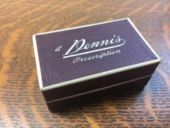 Vintage Cardboard Paper DENNIS PHARMACY Prescription Drug Pill 3″ Hinged Box