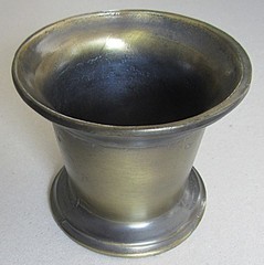 VINTAGE APOTHECARY BRASS PLATED MORTAR & PESTLE~3 7/8″ TALL~4.5″ TOP~4″ BASE