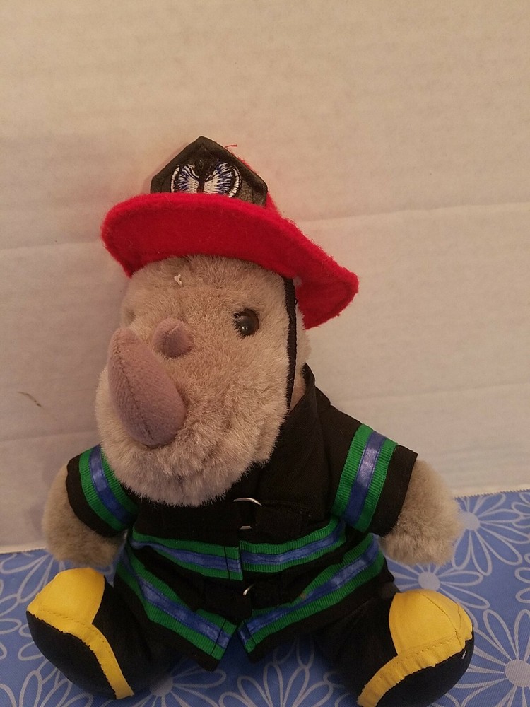 RHINOCORT AQUA ALLERGY NOSE SPRAY ADVERITSEMENT MASCOT FIREMAN PLUSH DOLL FIGURE