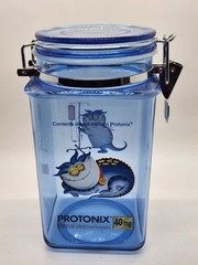 Vintage Pharmaceutical Drug Rep Protonix IV Clear Blue Plastic Canister Jar