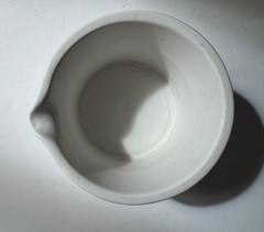 Vintage Mid-Century MCM Lab Heavy White Porcelain Cooper Mortar & Pestle 1950s
