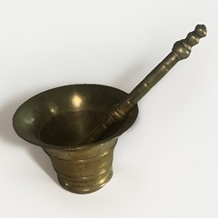 Rx Brass Mortar and Pestle Apothecary Pharmaceutical 3” Vintage Solid Brass Drug