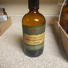 1940s Magnus Mabee & Reynard Methyl Salicylate Medicine Bottle Amber Glass