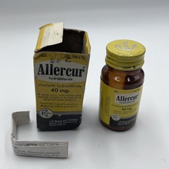 Vintage 1950’s Allercur hydrochloride Medicine Bottle Collectible Empty