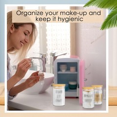 6 Pcs Apothecary Jars Glass Jars with Lids for Bathroom Holder Glass Cotton B…