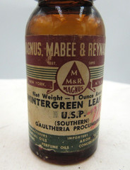BW – 1950’s Magnus, Mabee & Reynard Wintergreen Leaf Oil 3 3/8 “ Medicine bottle
