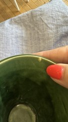 Vintage Coricidin Green Pottery Mug RX Galen Schering Pharmacy Cup Mortar Pestle