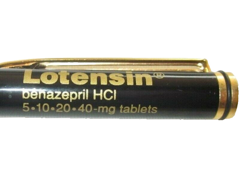 Hard to Find Black & Gold Lotensin Drug Rep Pharmaceutical Metal Pen Clicker #23