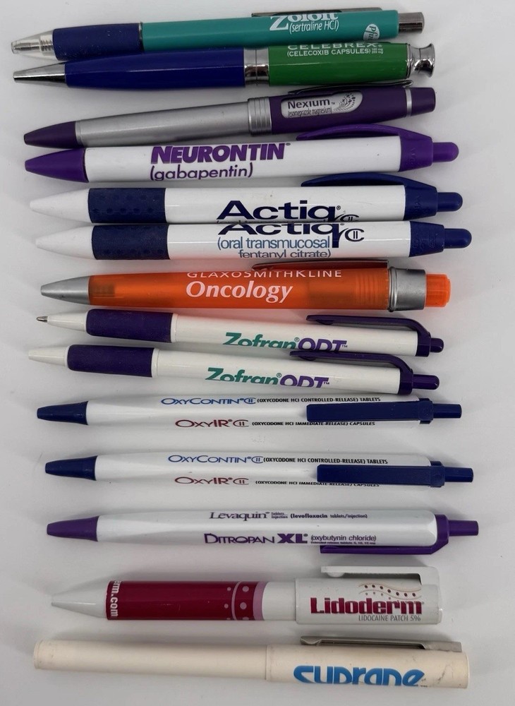 Vintage Pharmaceutical Rep Swag Pen Lot 14 Advertising Metal Plastic