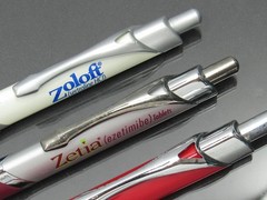 Ketek Zetia Zoloft Metal Triangular PENS Drug Rep Pharmaceutical Promo Lot of 3