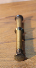 Antique Vtg Mortar and Pestle Brass Pharmacy Rx Wm Proctor 4 3/8″ T x 4 3/4″ D