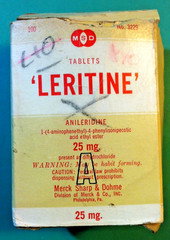 1960 🔥LERITINE🔥 Anileridine EMPTY Opiate Medicine Pharmacy Drugs Glass Bottle