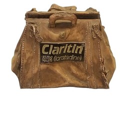 CLARITIN Business Card Holder Advertising Desk Decor Dr Bag Signed S.S. Sarna