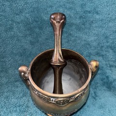 Vtg Heavy Brass Schering 5” Mortar & Pestle Coricidin Pharmacy Fraternities #OO