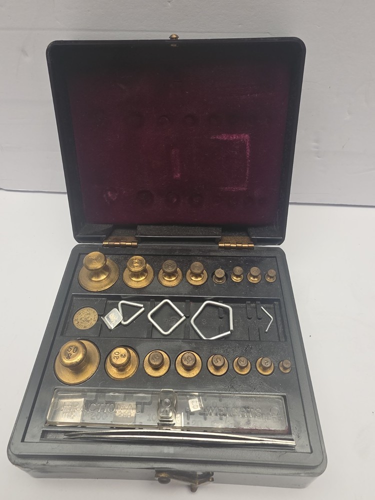 Vintage Bristol Myers Set of Pharmacutical Brass Weights in Original Box