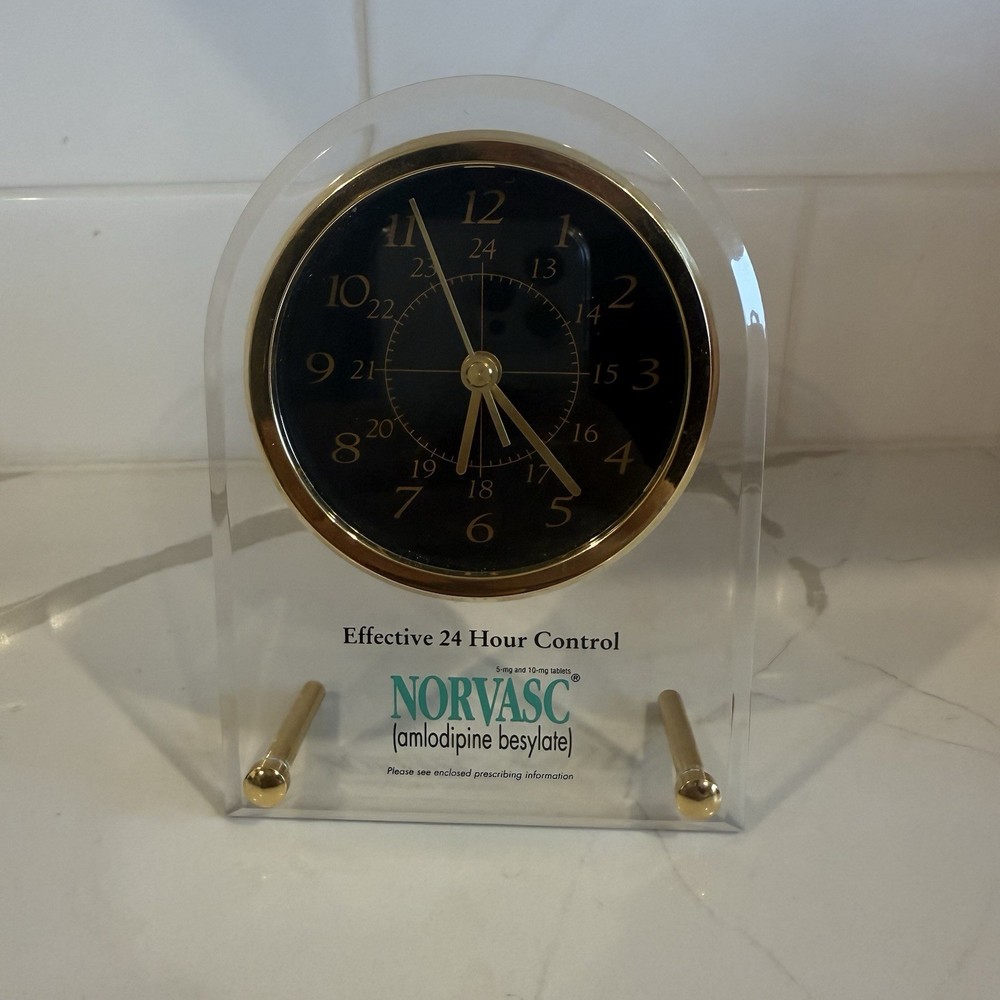 NORVASC Promotional Desk Clock Pharmaceutical Drug Medicine Pfizer Tested Works