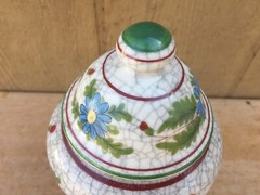 Vintage Pharmacy Apothecary Jar Itnao Agar Crackle Glaze Japan 9″ Hand Painted