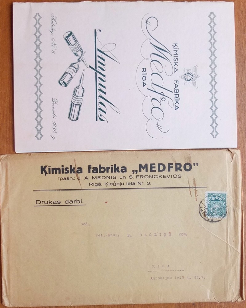 Chemical Factory MEDFRO Riga Latvia Catalog + 4 Prints + Postal Cover