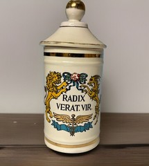 Radix Verat Vir Pharmacy Jar Multicolor Detail Ceramic Apothecary Canister Lid