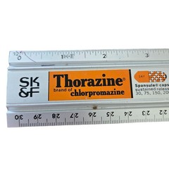 Vtg 60s SK&F Thorazine Metal 12″ Ruler Antipsychotic Medication Advertising SKF