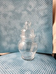 Drugstore Apothecary Jar 7 in. w Lid Signed „July 10. P“ Medicine Glass