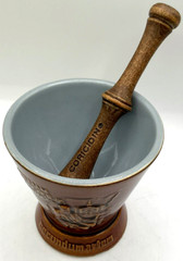 Secundum Artem Schering McCoy Ceramic Mortar & Wooden Coricidin Pestle Rx