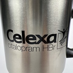 Celexa Pharmaceutical Advertising Travel Mug Stainless Steel 1998 Vintage RARE