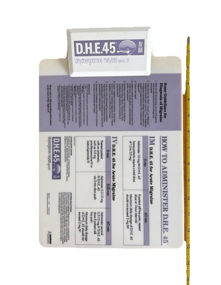 Vintage D.H.E.45 Drug Rep Pharmaceutical Purple and White Clipboard