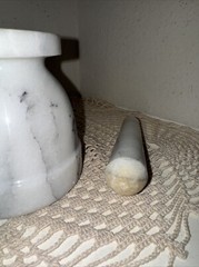 Vintage 1960’s White Italian Marble Mortar And Pestle 3+ Pounds 4-1/8” H x 4” W