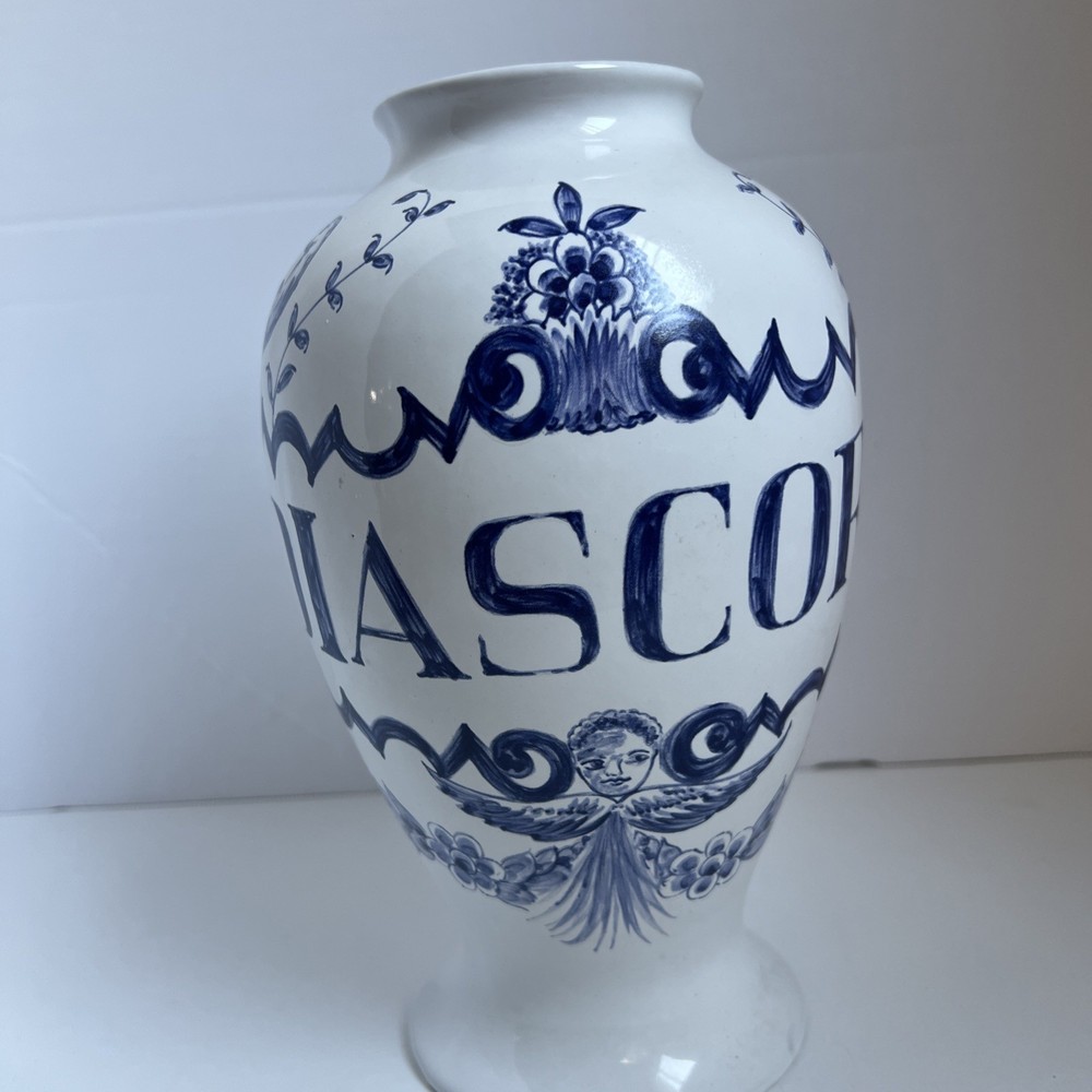 1989 Lilly Blue & White Apothecary 10″ Vase Diascord Portugal Pharmacy Pharma