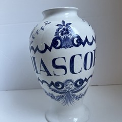 1989 Lilly Blue & White Apothecary 10″ Vase Diascord Portugal Pharmacy Pharma