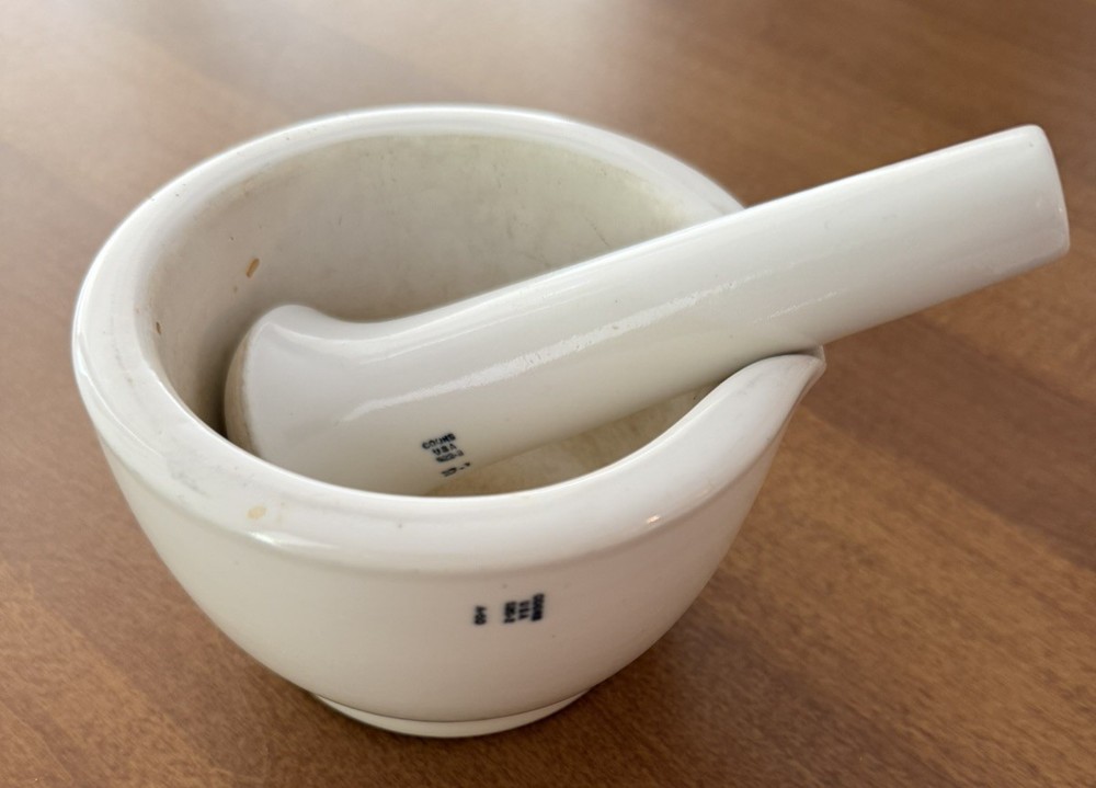 Vintage Large White Coors Porcelain Mortar Pestle Set 520-3