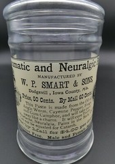 Vintage W.P. SMART & SONS Paste Medicine Glass Apothecary Jar Circus Tent Lid 8″