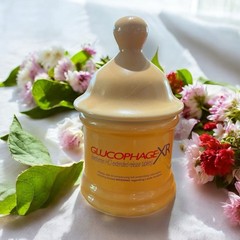 Vtg GLUCOPHAGE XR Pharmaceutical Advertisement Yellow Lidded Urn Apothecary Jar
