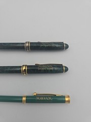 Pharmaceutical Drug Rep Pen Norvasc Gold Green Black Metal Lot 3