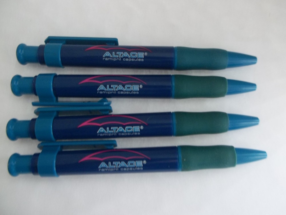 ALTACE Pharmaceutical Promo Pens – Lot of 4 – Medical Rep Promo – Rubberized Gri