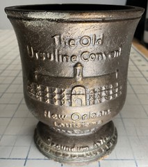 vintage 1986 Schering metal Mortar and Pestle Pharmacopeia New Orleans Ursuline