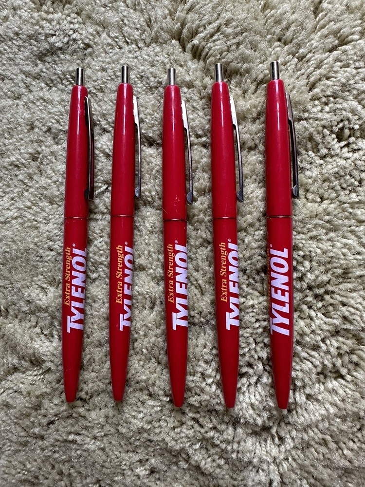Tylenol Geltabs Drug Rep Pharmaceutical Promo Advertising BIC Clic Pens Lot Of 5
