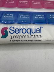 Seroquel Pharmaceutical Drug Rep 7-Day Pill Organizer Holder Sorter SEALED NEW
