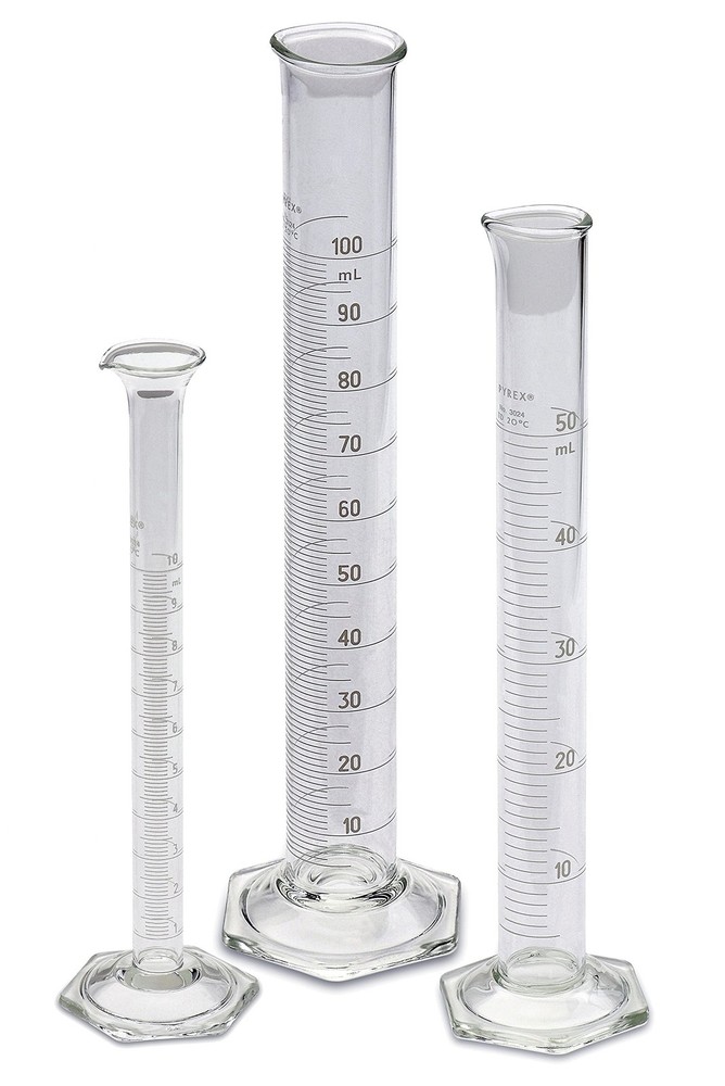 Corning Pyrex #3024 Single Metric Scale, Glass Graduated Cylinder Set – 3 Siz…