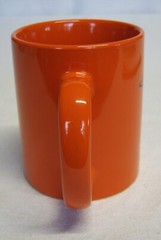 Vtg Medical Caduceus Symbol Orange Coffee 12 oz Mug 4″tall 3″ diameter EC