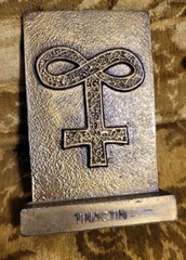 VTG Tinactin Secundum Artem Paperweight Bookend Pharmaceutical Symbols – Glass