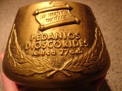 Vintage Apothacary Pharmacy Bronze Mortar & Pestle Double Sided Embossed Nice!!!