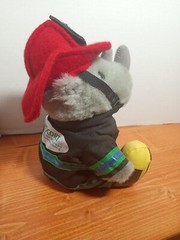 RHINOCORT AQUA ALLERGY NOSE SPRAY ADVERITSEMENT MASCOT FIREMAN PLUSH DOLL FIGURE